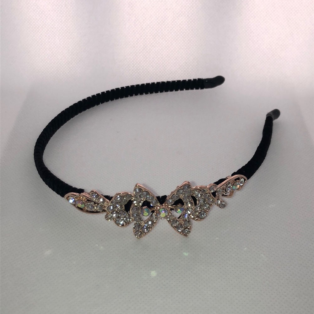 Headband Celia -Rose Gold , Black, Rhinestone 1